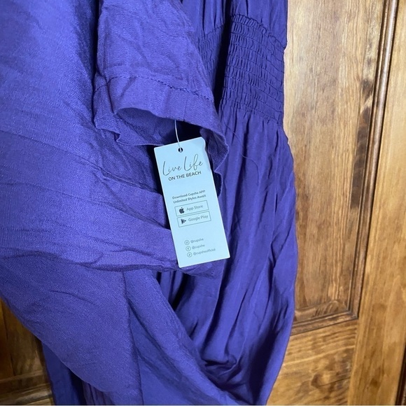 Cupshe Blue Sleeveless Tie Shoulder Wide Leg Jumpsuit Sz S - Picture 6 of 10